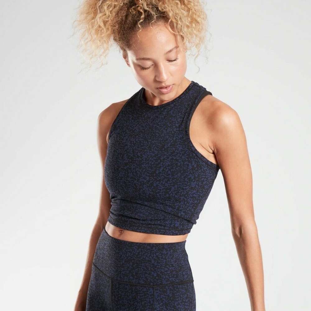 Athleta Shanti Crop, Blue Jacquard, Medium